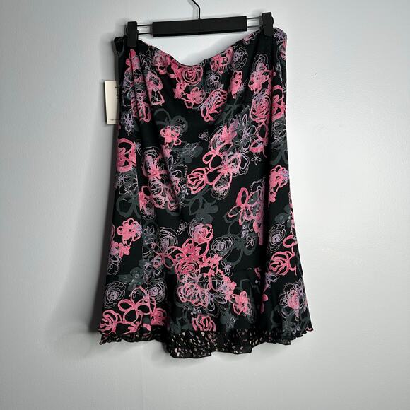 NWT Bundle of Joy Women's Vintage Black and Pink Floral‎ A-Line Skirt Size M - Picture 7 of 7